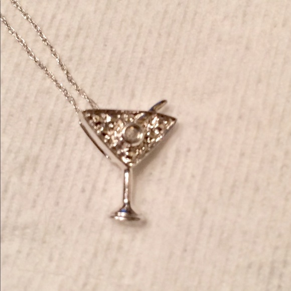 Jewelry 1k White Gold Diamond Martini Glass Necklace Poshmark